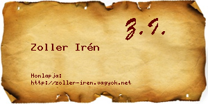 Zoller Irén névjegykártya